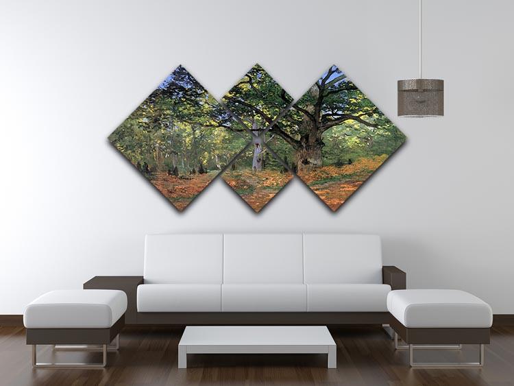 The Bodmer oak Fontainbleau forest by Monet 4 Square Multi Panel Canvas - Canvas Art Rocks - 3