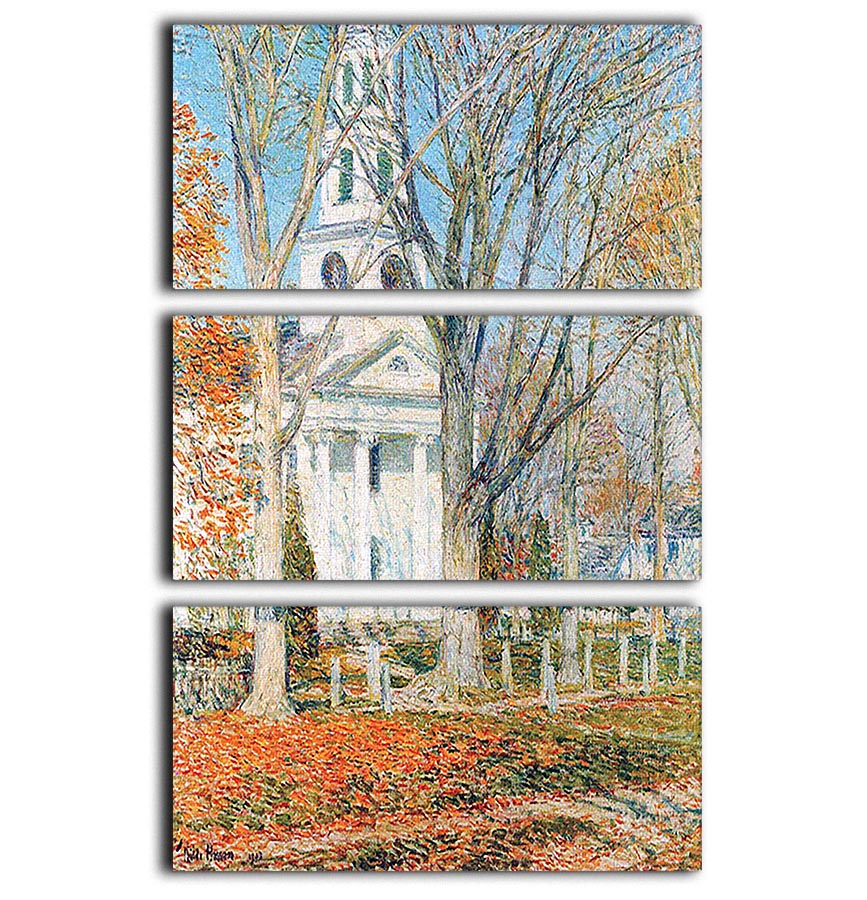 The Church of Old Lyme Connecticut 1 by Hassam 3 Split Panel Canvas Print - Canvas Art Rocks - 1