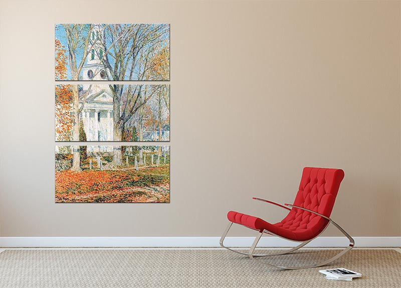The Church of Old Lyme Connecticut 1 by Hassam 3 Split Panel Canvas Print - Canvas Art Rocks - 2