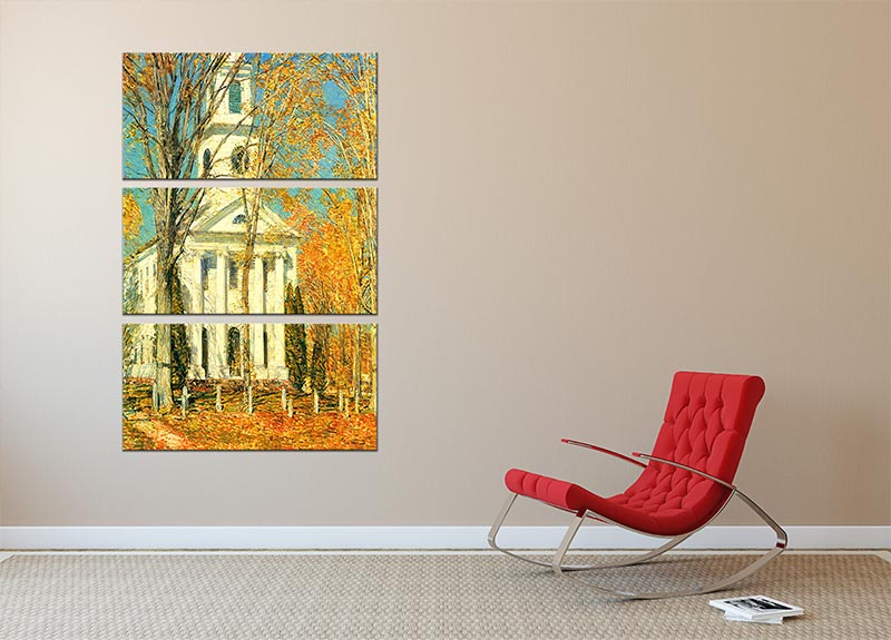 The Church of Old Lyme Connecticut 2 by Hassam 3 Split Panel Canvas Print - Canvas Art Rocks - 2