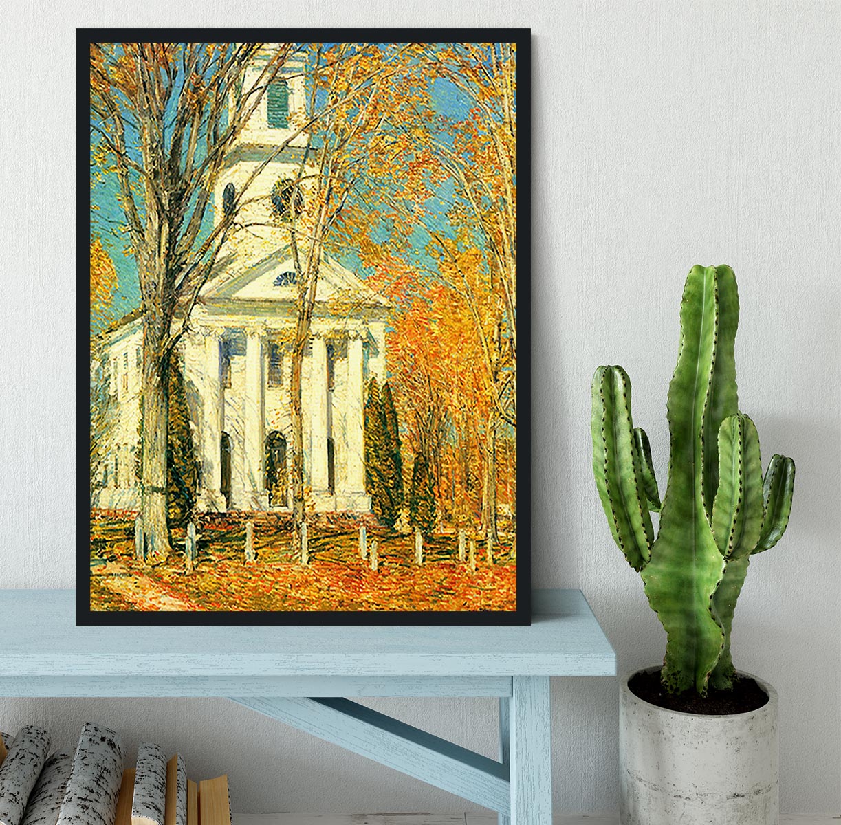 The Church of Old Lyme Connecticut 2 by Hassam Framed Print - Canvas Art Rocks - 2