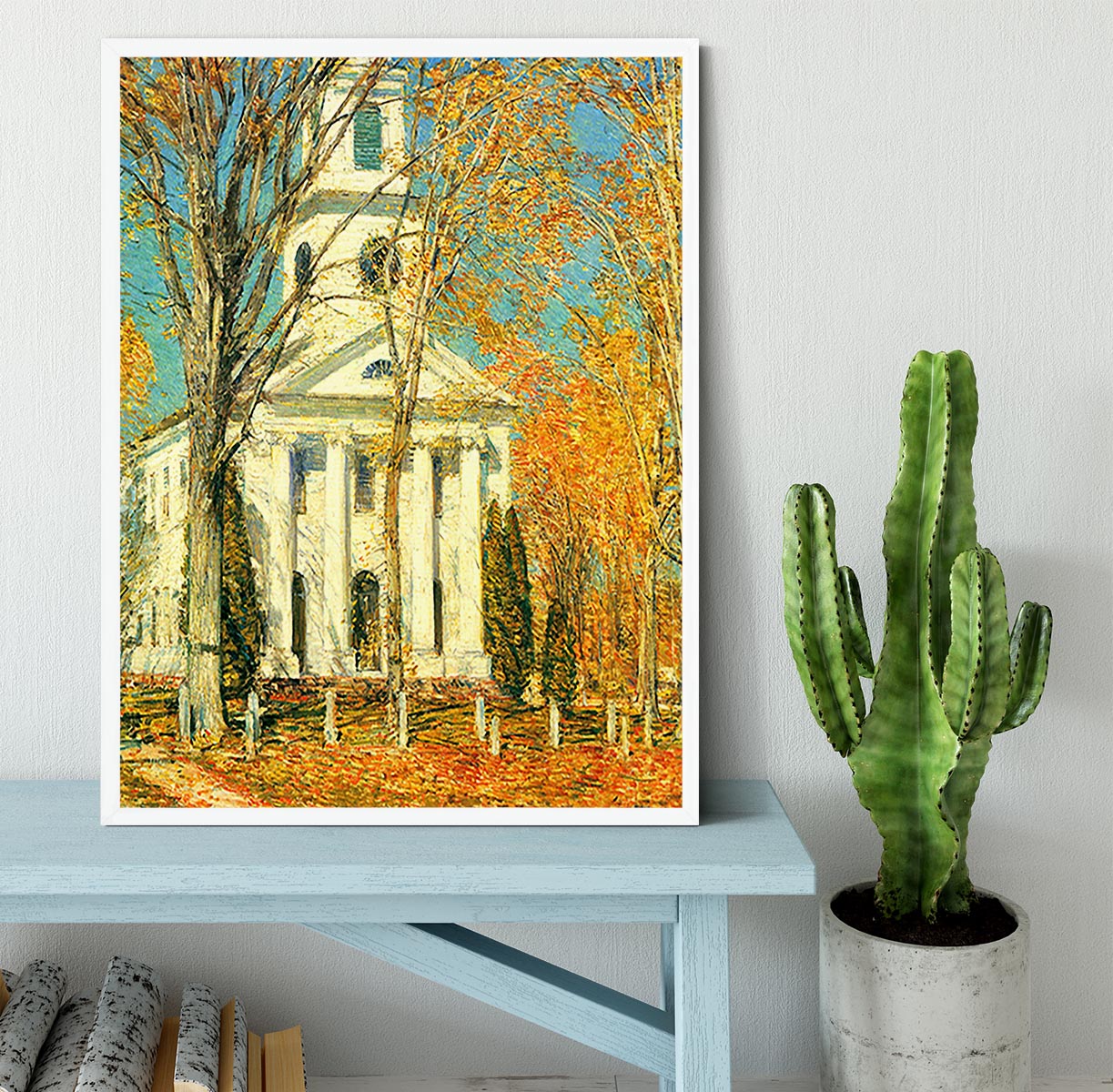 The Church of Old Lyme Connecticut 2 by Hassam Framed Print - Canvas Art Rocks -6