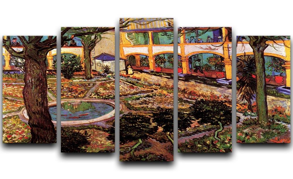 The Courtyard of the Hospital at Arles by Van Gogh 5 Split Panel Canvas  - Canvas Art Rocks - 1