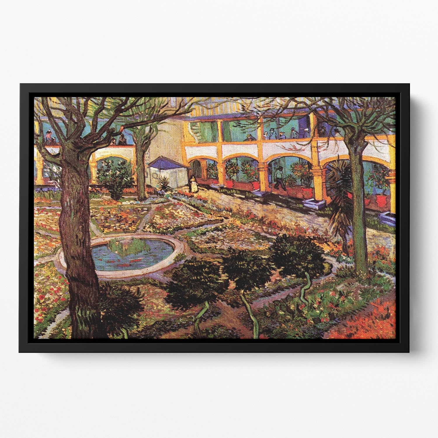 The Courtyard of the Hospital at Arles by Van Gogh Floating Framed Canvas