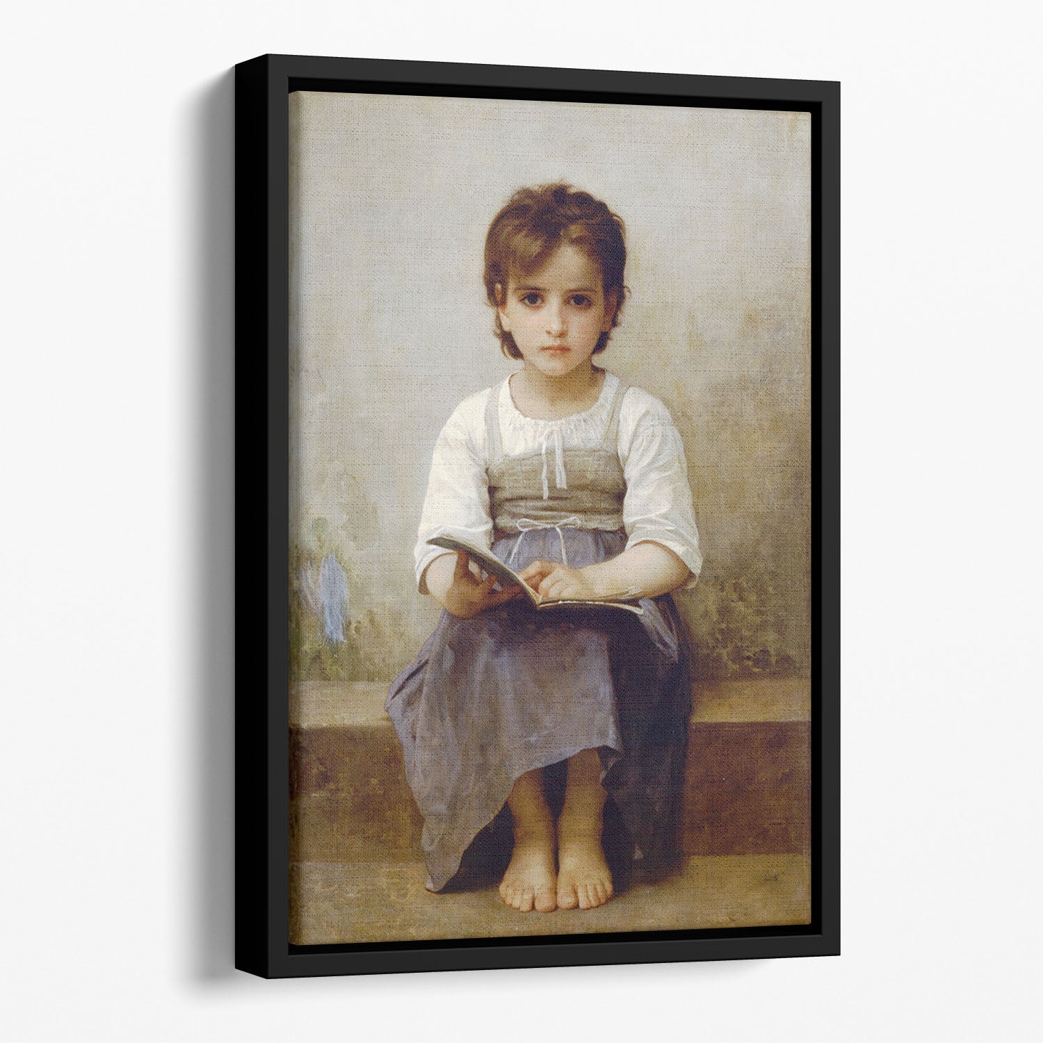 The Difficult Lesson By Bouguereau Floating Framed Canvas