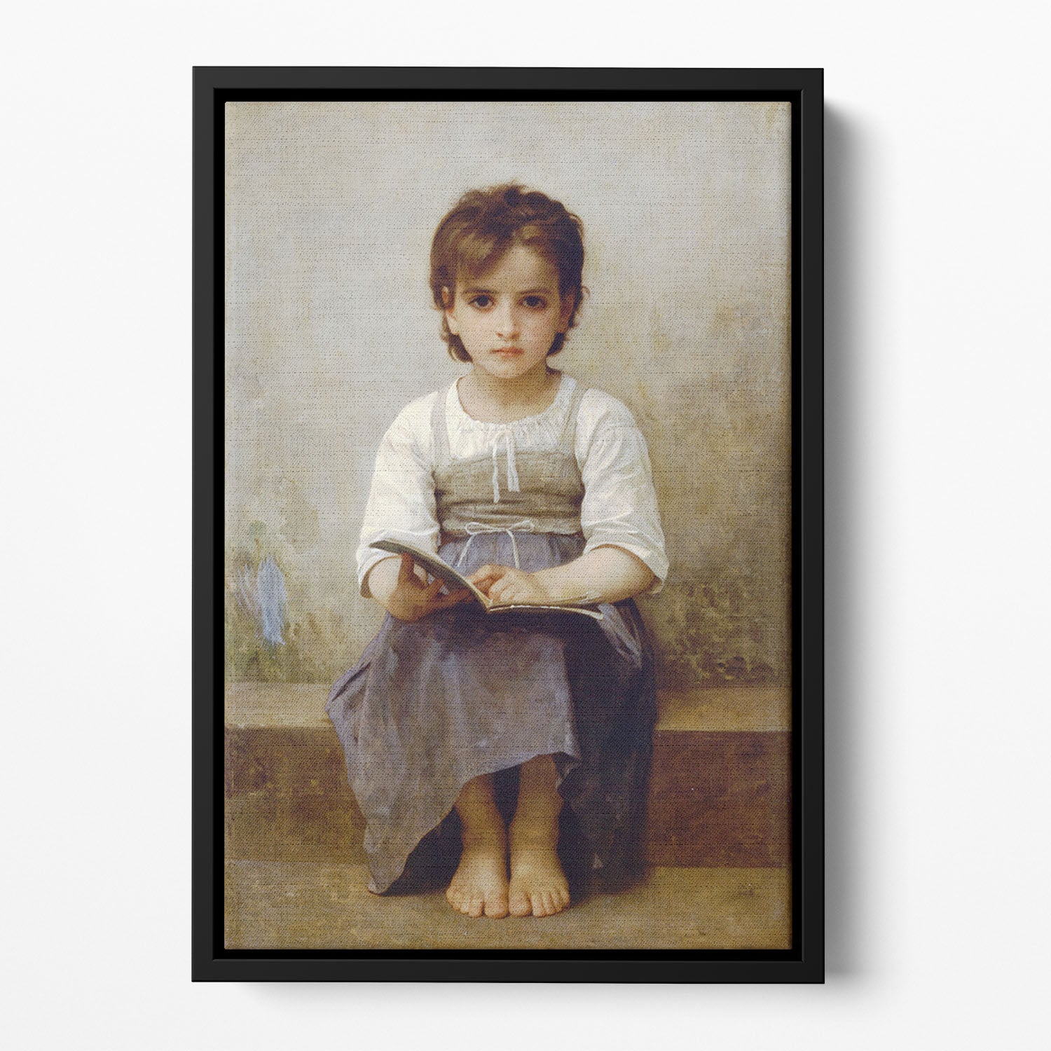 The Difficult Lesson By Bouguereau Floating Framed Canvas