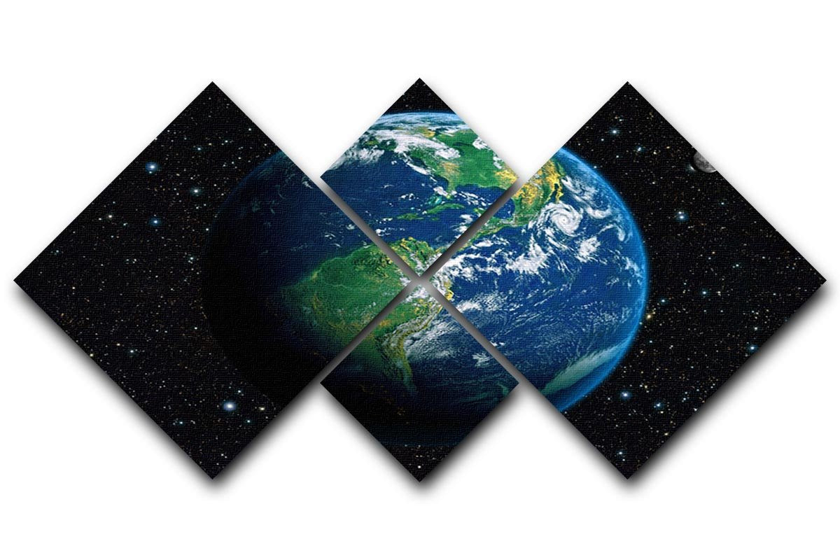 The Earth from space 4 Square Multi Panel Canvas  - Canvas Art Rocks - 1