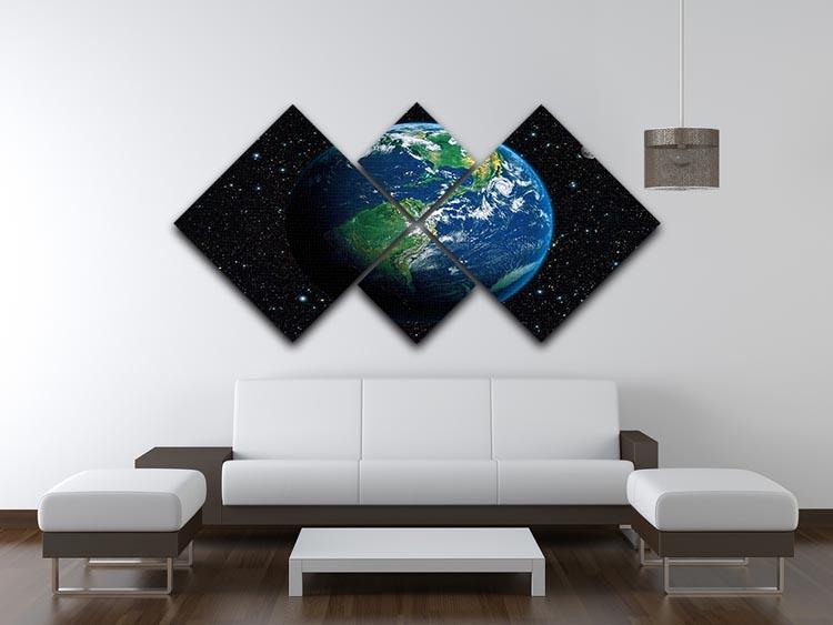 The Earth from space 4 Square Multi Panel Canvas - Canvas Art Rocks - 3