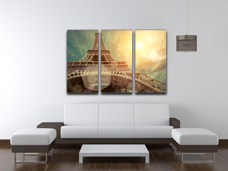 The Eiffel tower under sun light 3 Split Panel Canvas Print - Canvas Art Rocks - 3