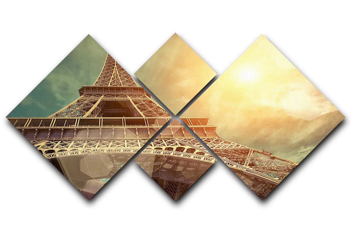 The Eiffel tower under sun light 4 Square Multi Panel Canvas  - Canvas Art Rocks - 1