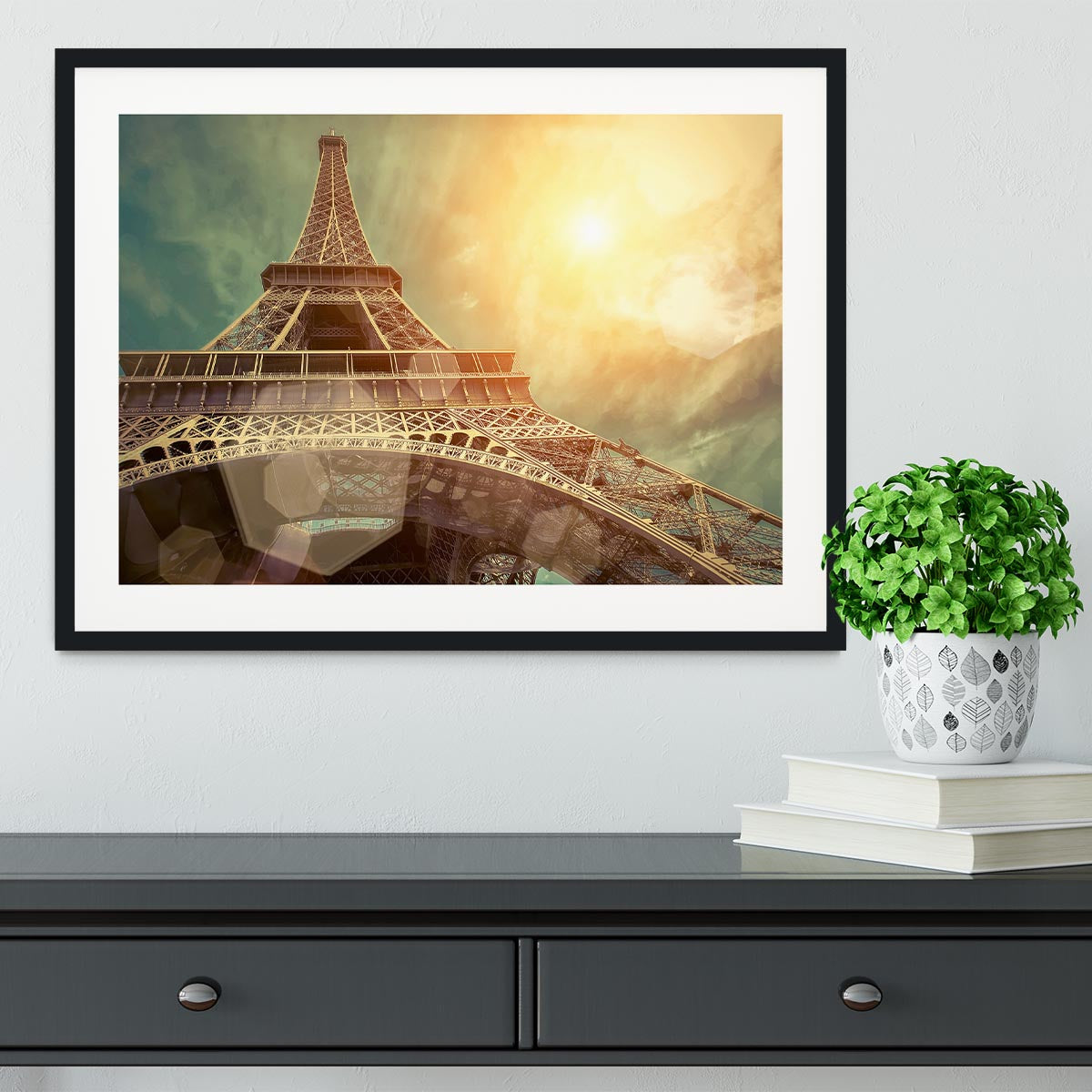The Eiffel tower under sun light Framed Print - Canvas Art Rocks - 1