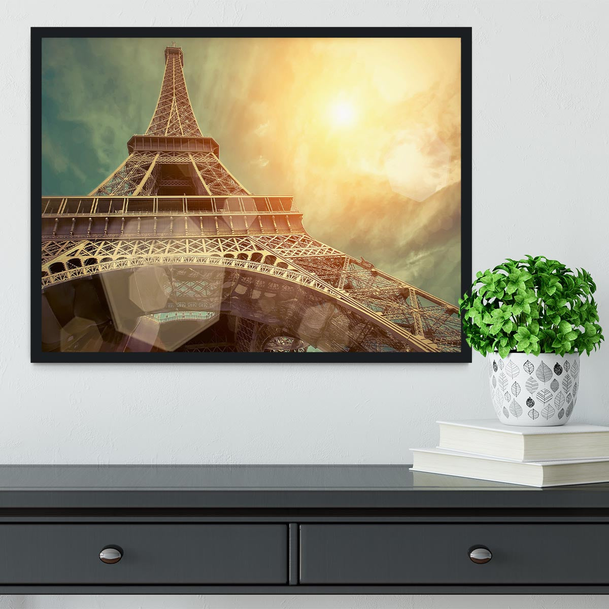 The Eiffel tower under sun light Framed Print - Canvas Art Rocks - 2
