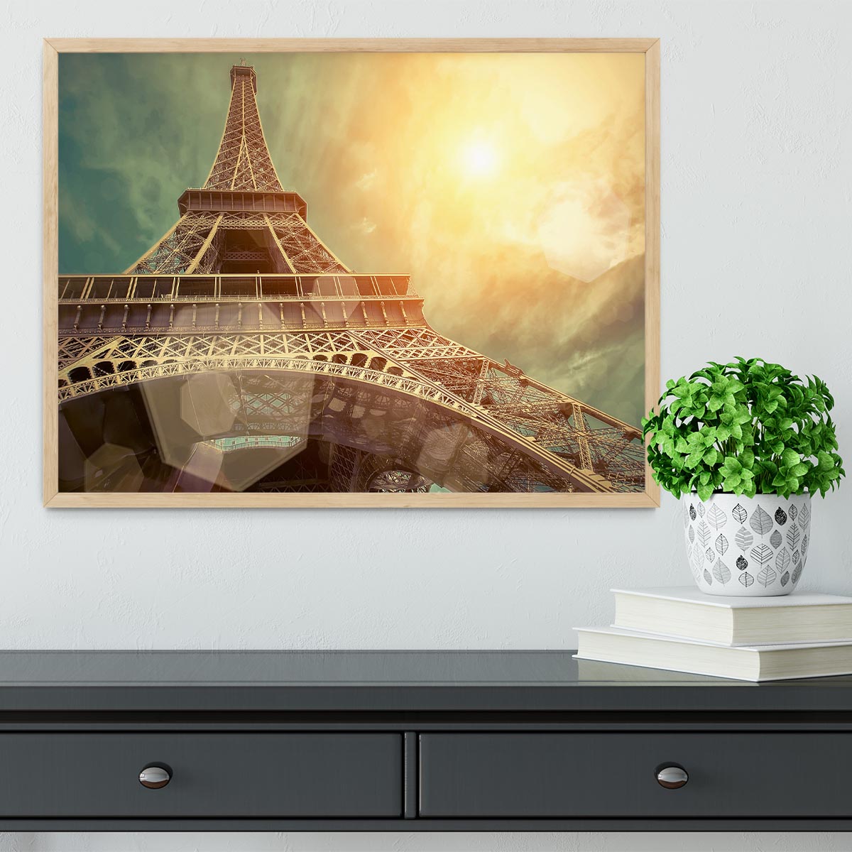 The Eiffel tower under sun light Framed Print - Canvas Art Rocks - 4