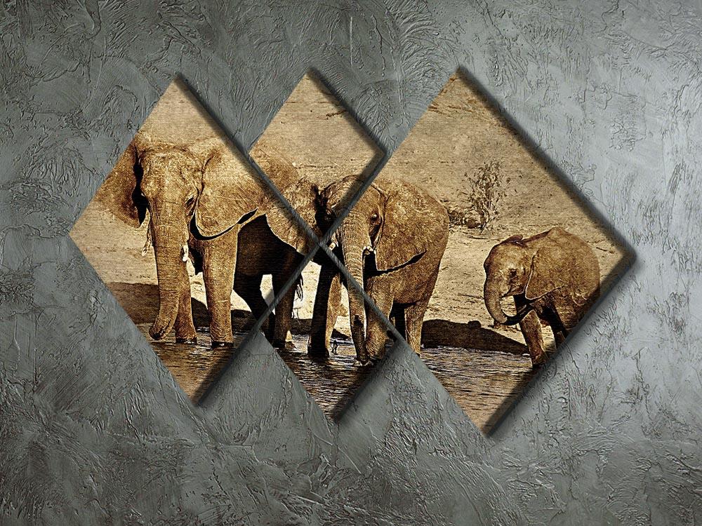 The Elephants March Version 2 4 Square Multi Panel Canvas - Canvas Art Rocks - 2