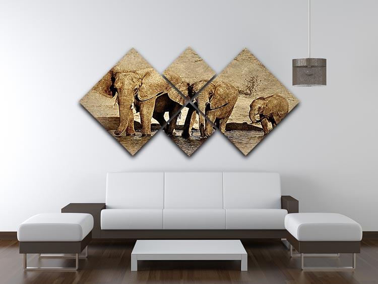 The Elephants March Version 2 4 Square Multi Panel Canvas - Canvas Art Rocks - 3