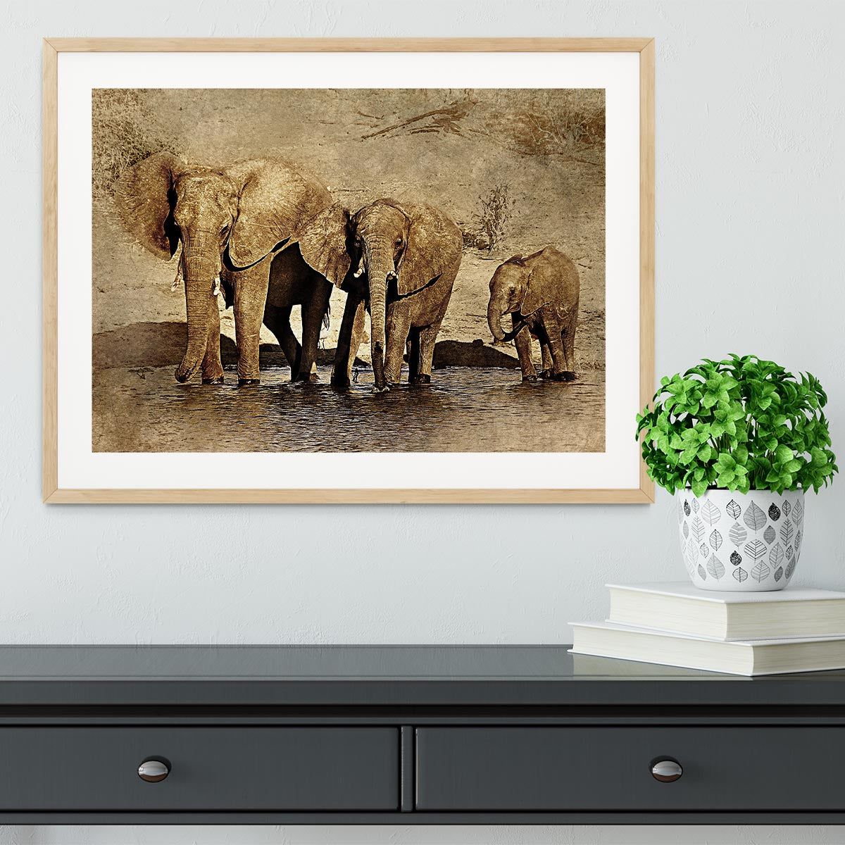 The Elephants March Version 2 Framed Print - Canvas Art Rocks - 3