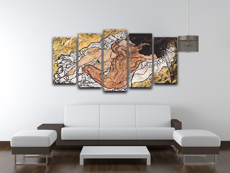 The Embrace by Egon Schiele 5 Split Panel Canvas - Canvas Art Rocks - 3