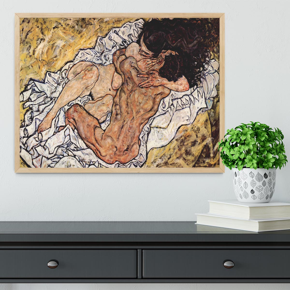 The Embrace by Egon Schiele Framed Print - Canvas Art Rocks - 4