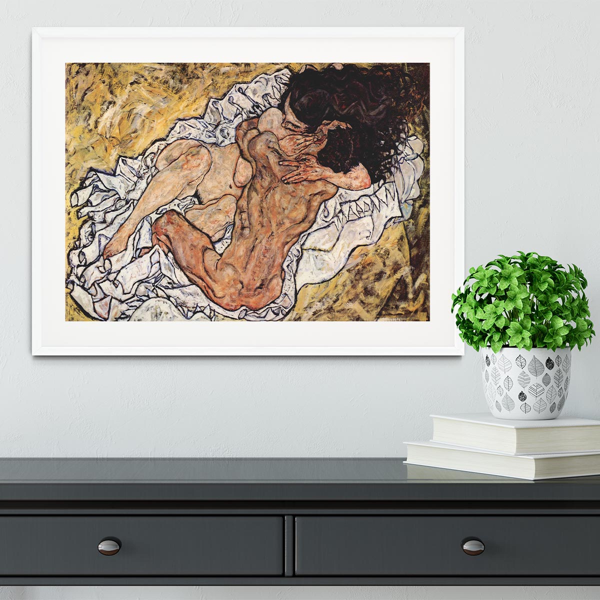 The Embrace by Egon Schiele Framed Print - Canvas Art Rocks - 5
