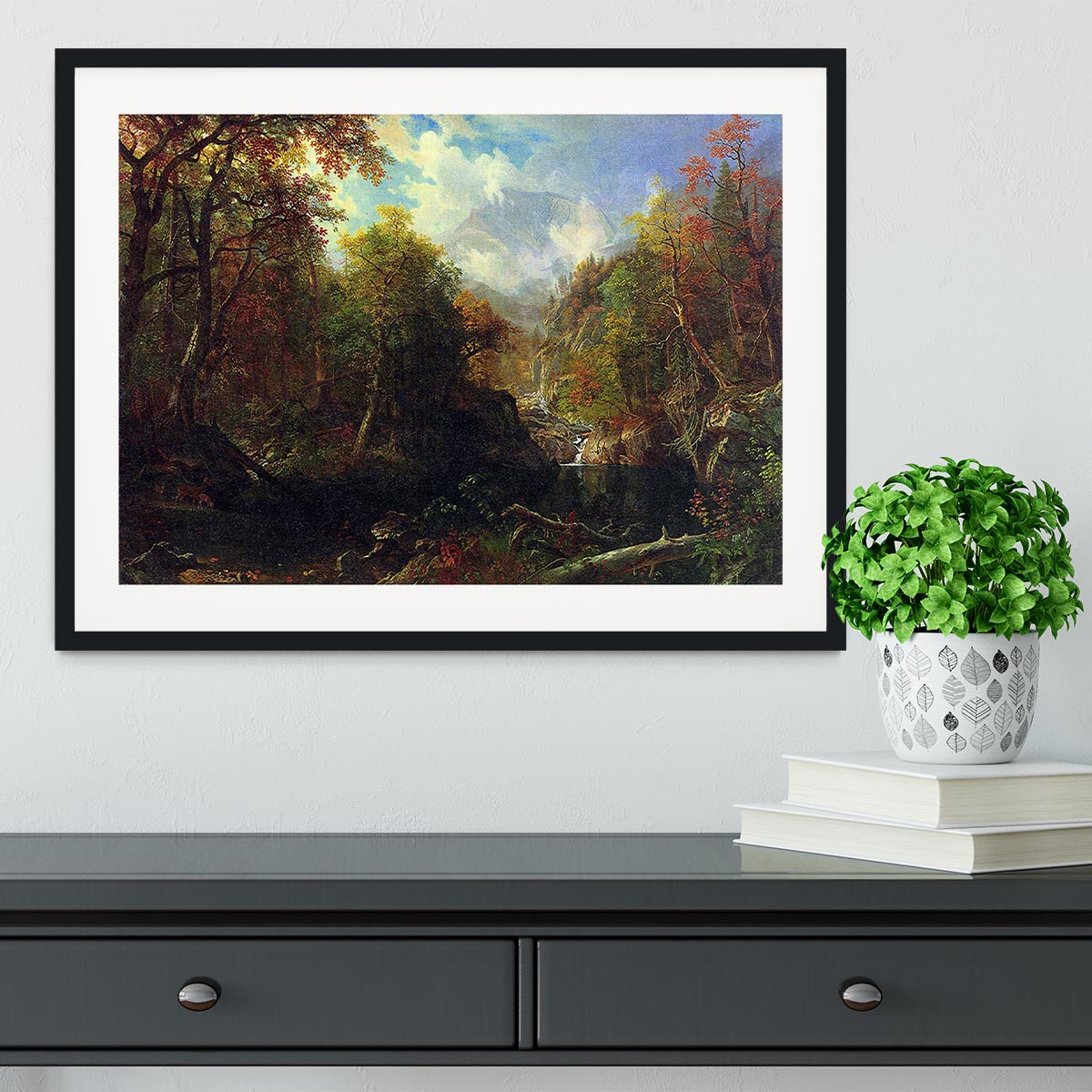 The Emerald pond by Bierstadt Framed Print - Canvas Art Rocks - 1