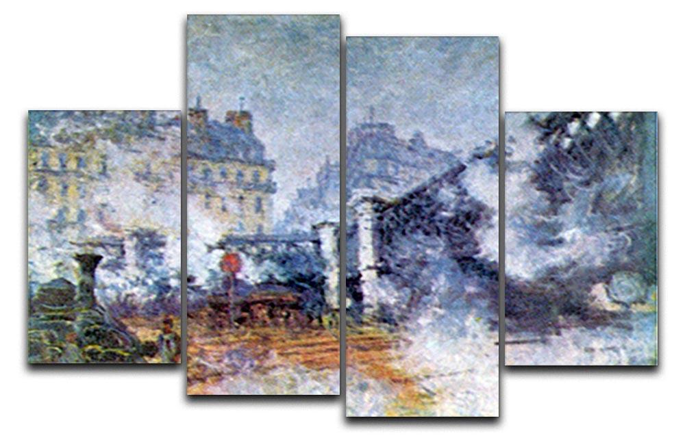 The Europe Bridge Saint Lazare station in Paris by Monet 4 Split Panel Canvas  - Canvas Art Rocks - 1