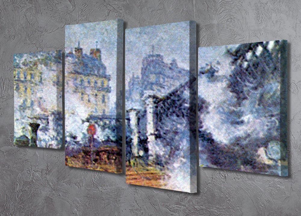 The Europe Bridge Saint Lazare station in Paris by Monet 4 Split Panel Canvas - Canvas Art Rocks - 2
