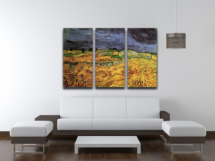 The Fields by Van Gogh 3 Split Panel Canvas Print - Canvas Art Rocks - 4
