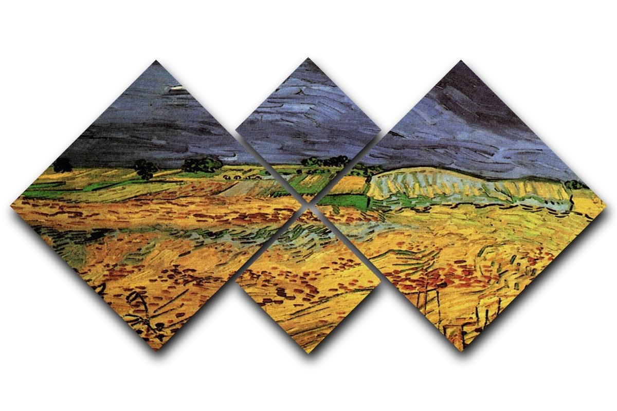 The Fields by Van Gogh 4 Square Multi Panel Canvas  - Canvas Art Rocks - 1