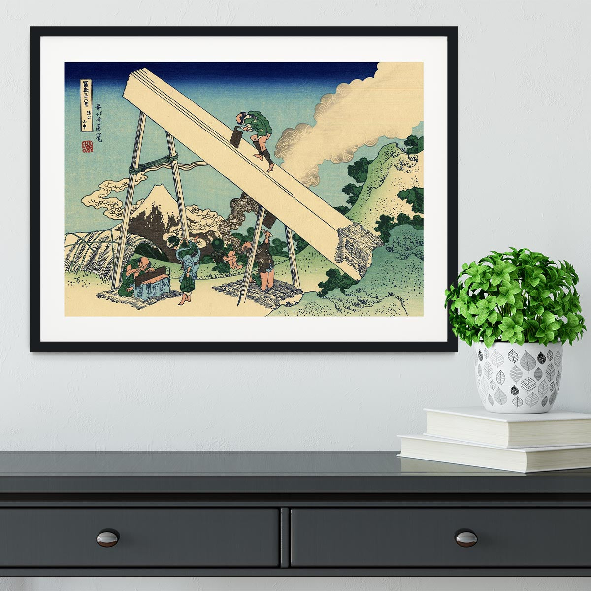 The Fuji from the mountains of Totomi by Hokusai Framed Print - Canvas Art Rocks - 1