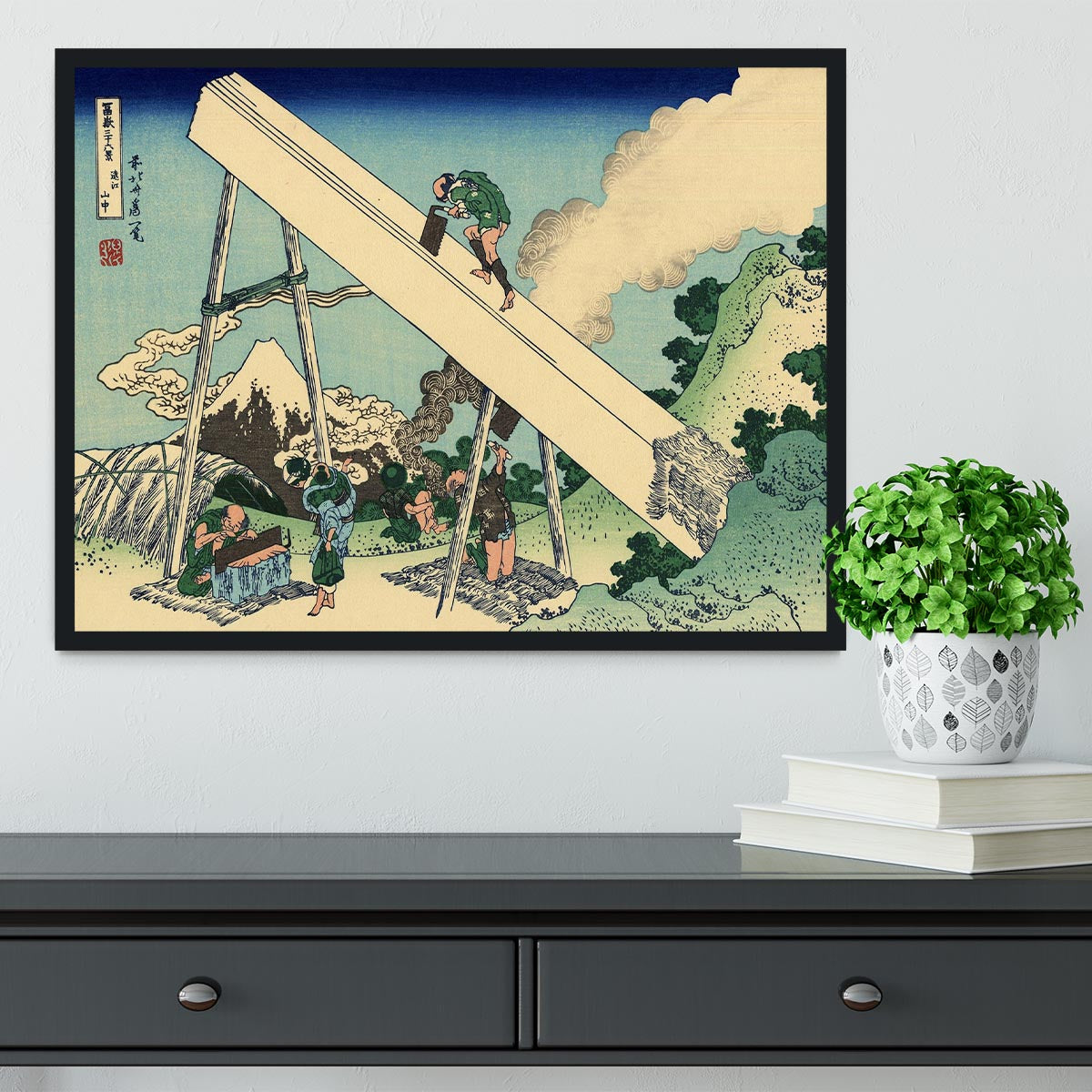 The Fuji from the mountains of Totomi by Hokusai Framed Print - Canvas Art Rocks - 2