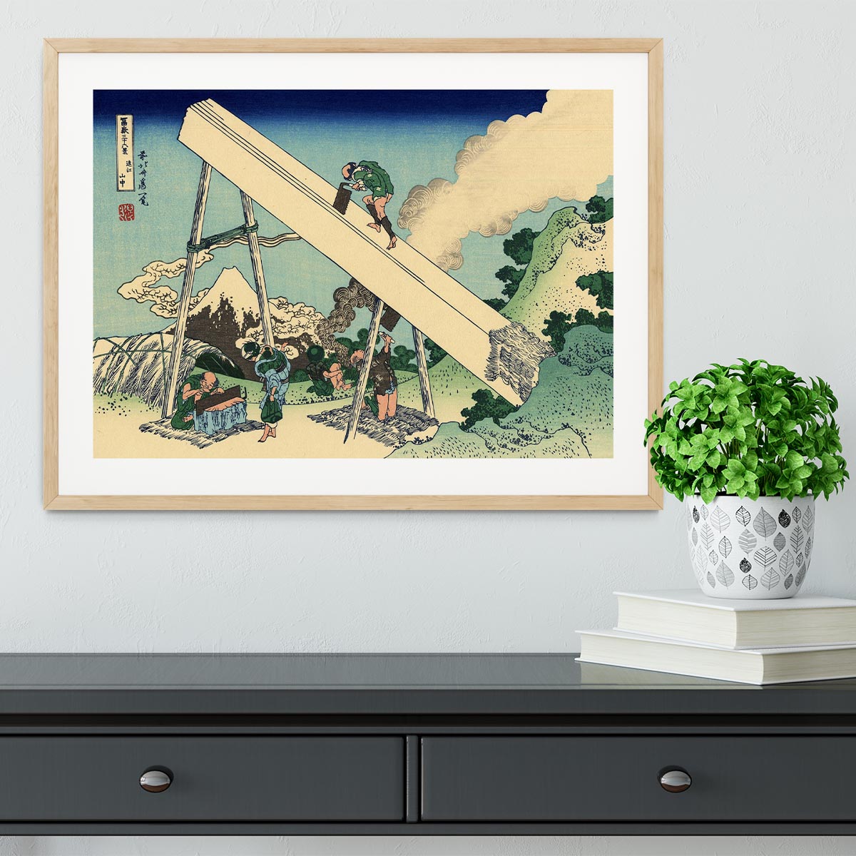 The Fuji from the mountains of Totomi by Hokusai Framed Print - Canvas Art Rocks - 3