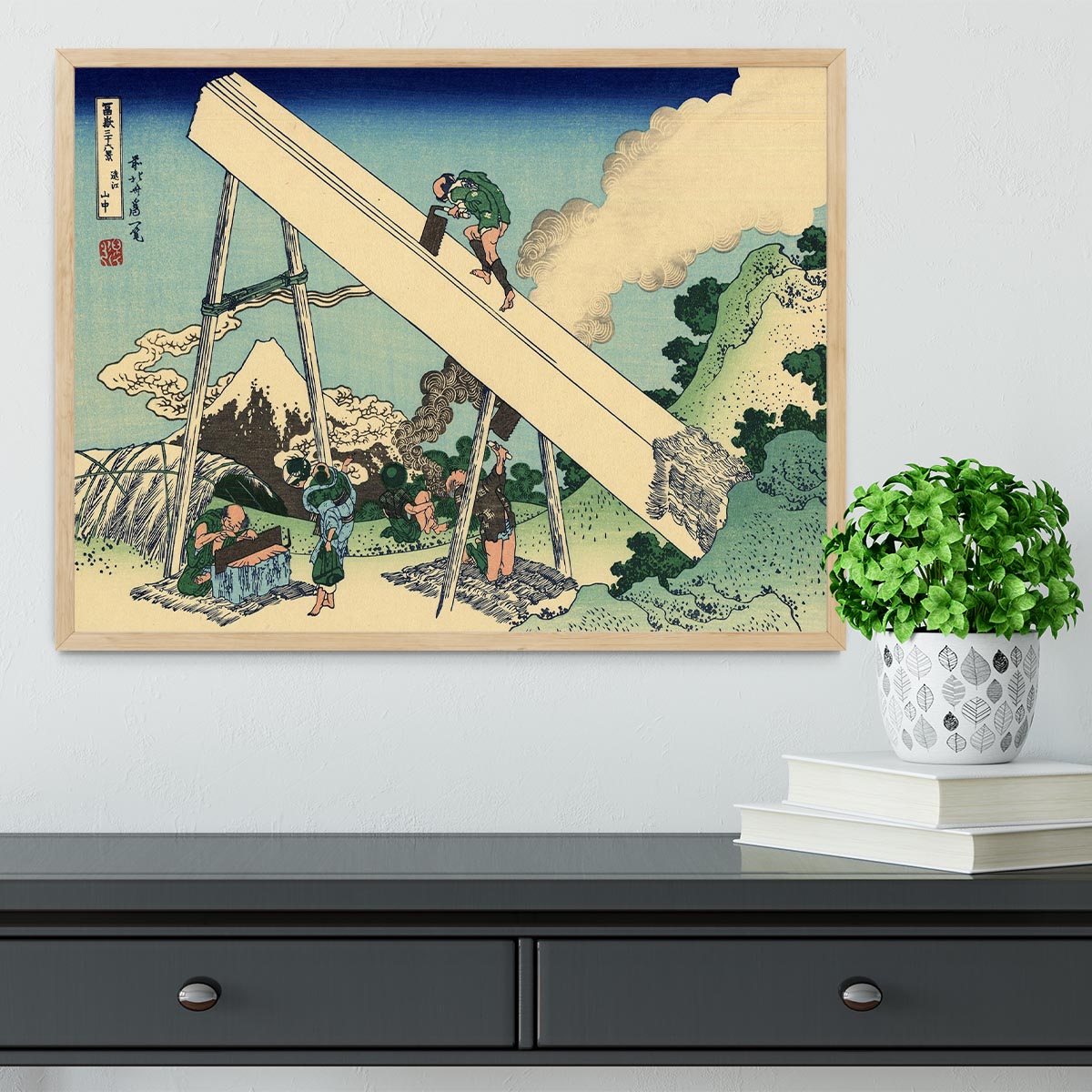 The Fuji from the mountains of Totomi by Hokusai Framed Print - Canvas Art Rocks - 4