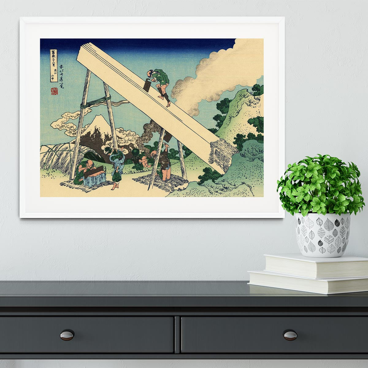 The Fuji from the mountains of Totomi by Hokusai Framed Print - Canvas Art Rocks - 5