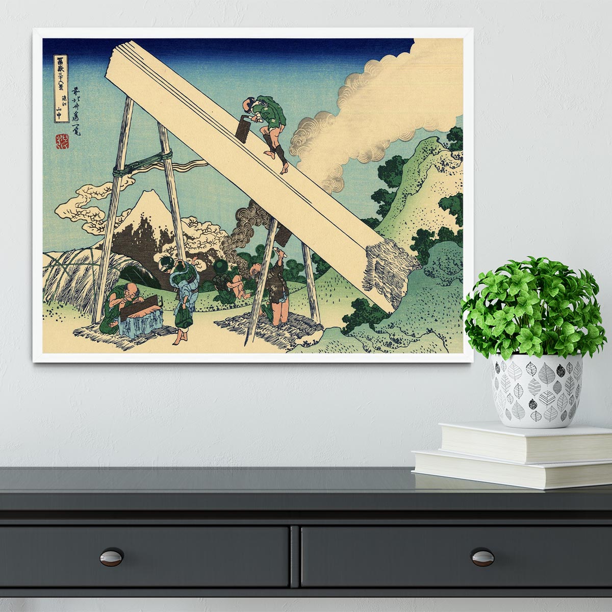 The Fuji from the mountains of Totomi by Hokusai Framed Print - Canvas Art Rocks -6