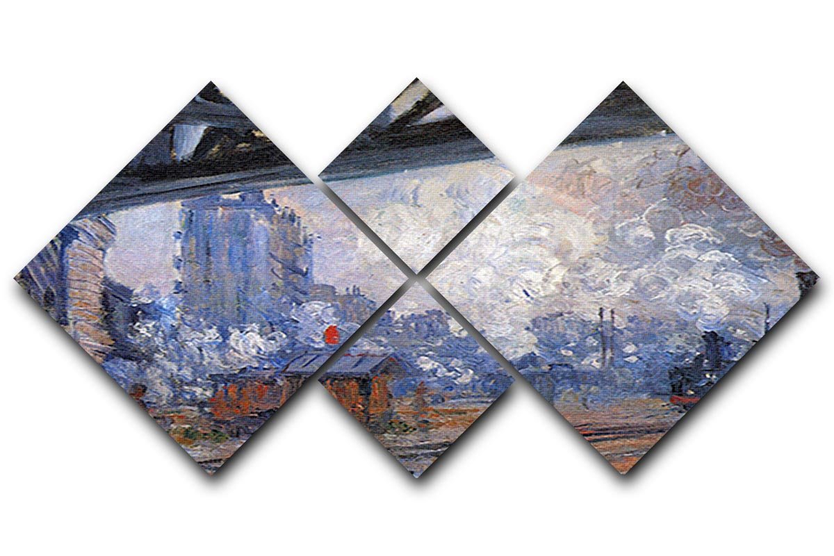 The Gare Saint Lazare by Monet 4 Square Multi Panel Canvas  - Canvas Art Rocks - 1