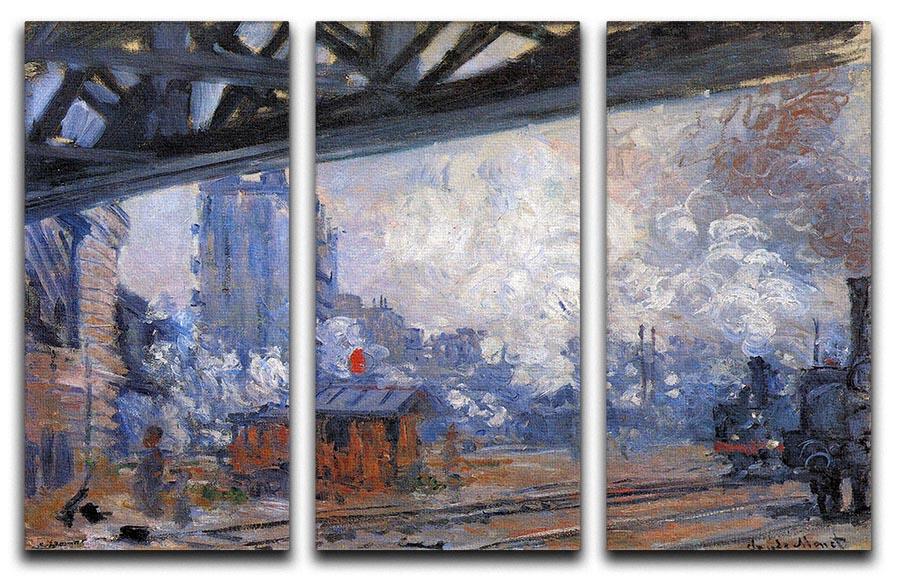 The Gare Saint Lazare by Monet Split Panel Canvas Print - Canvas Art Rocks - 4