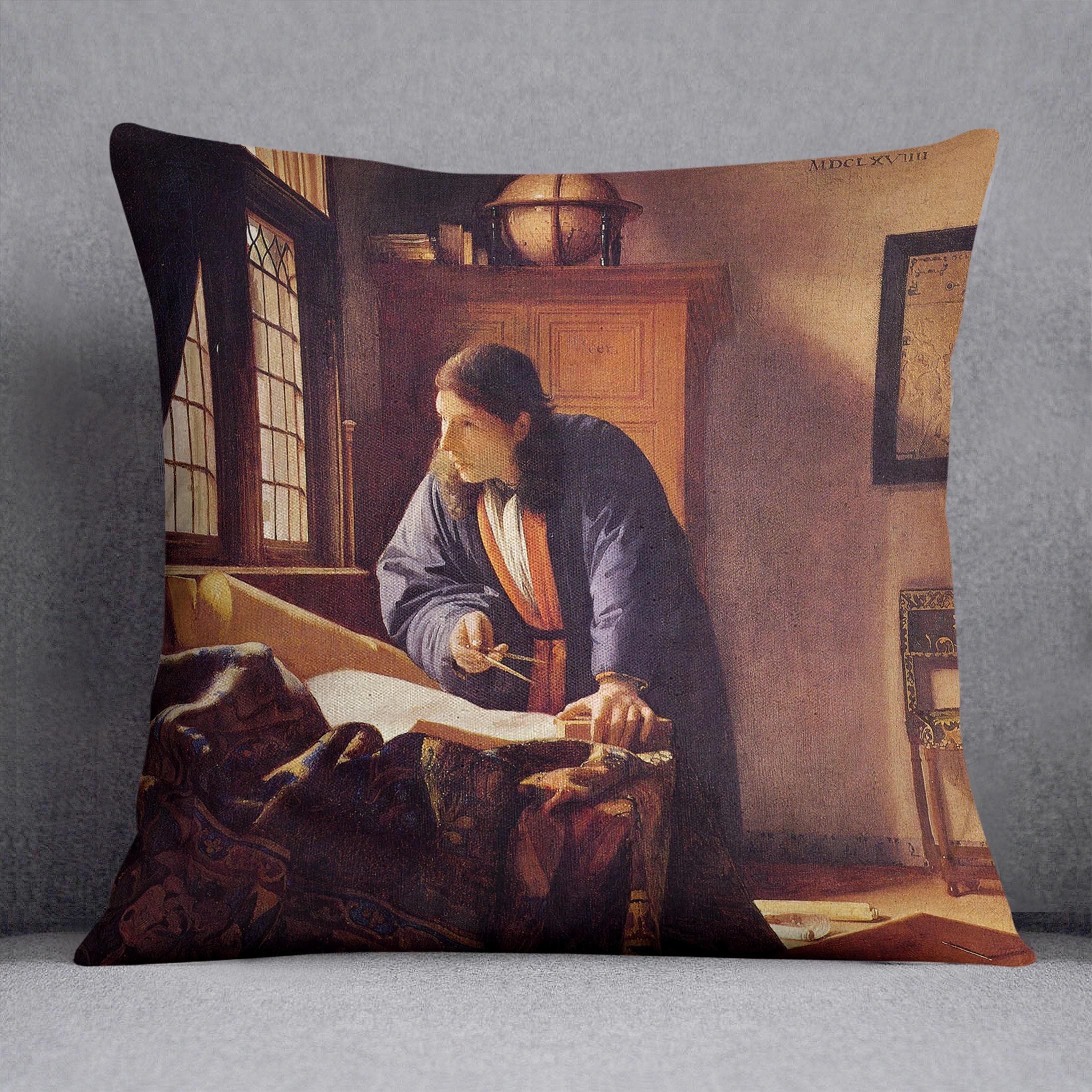 The Geographer by Vermeer Cushion
