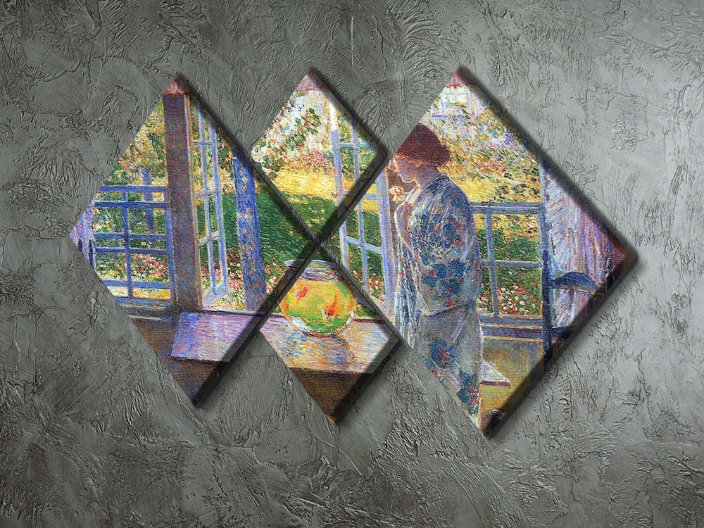 The Goldfish Window by Hassam 4 Square Multi Panel Canvas - Canvas Art Rocks - 2