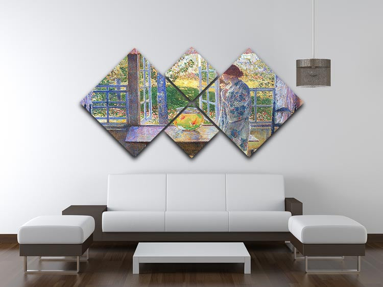 The Goldfish Window by Hassam 4 Square Multi Panel Canvas - Canvas Art Rocks - 3