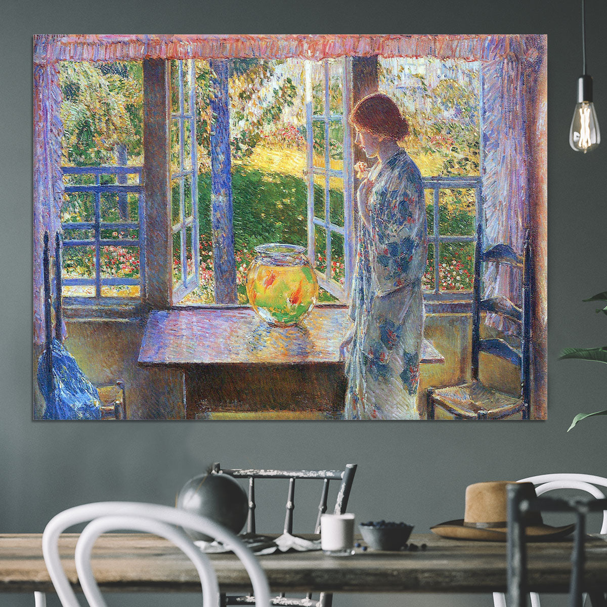 The Goldfish Window by Hassam Canvas Print or Poster - Canvas Art Rocks - 3