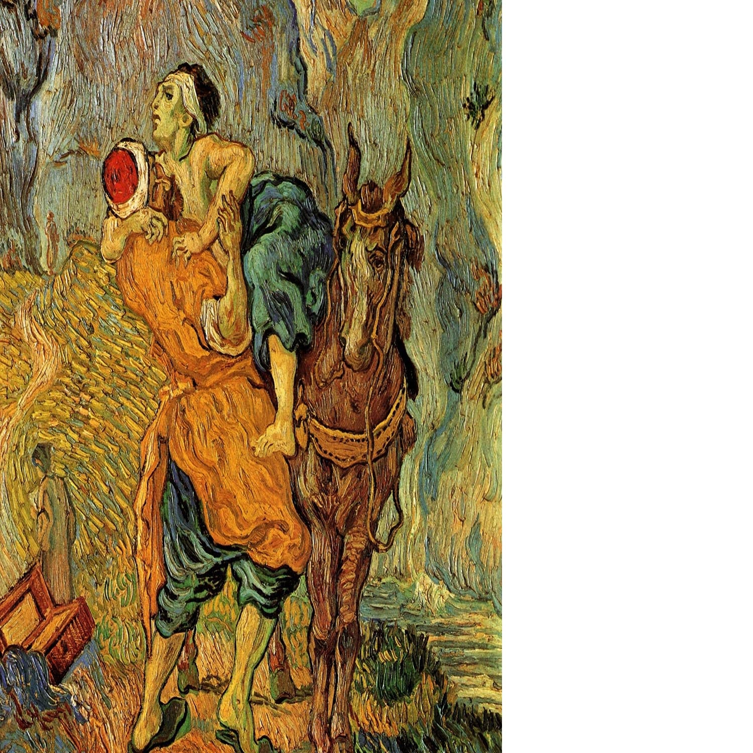 The Good Samaritan after Delacroix by Van Gogh Floating Framed Canvas