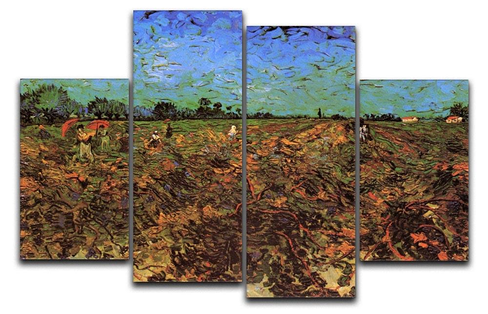 The Green Vineyard by Van Gogh 4 Split Panel Canvas  - Canvas Art Rocks - 1