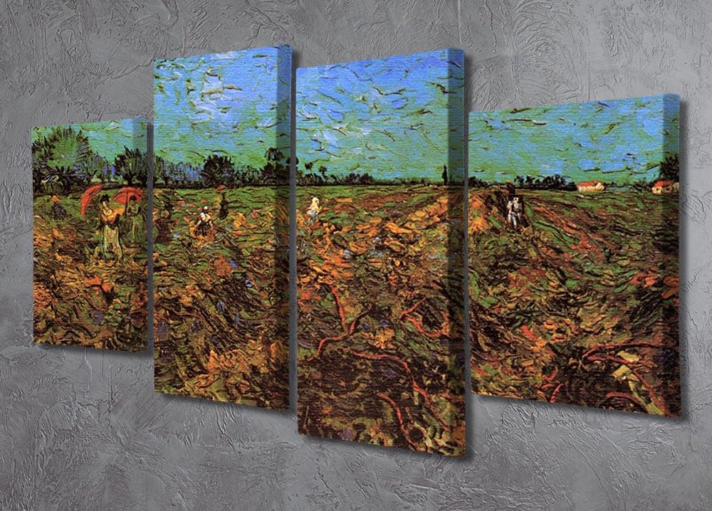 The Green Vineyard by Van Gogh 4 Split Panel Canvas - Canvas Art Rocks - 2