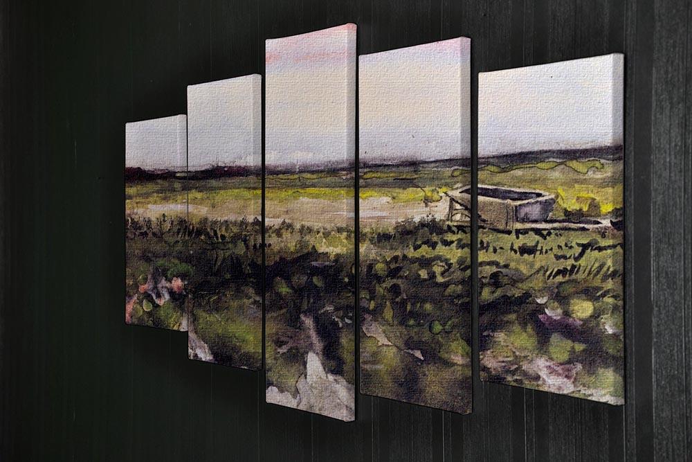 The Heath with a Wheelbarrow by Van Gogh 5 Split Panel Canvas - Canvas Art Rocks - 2