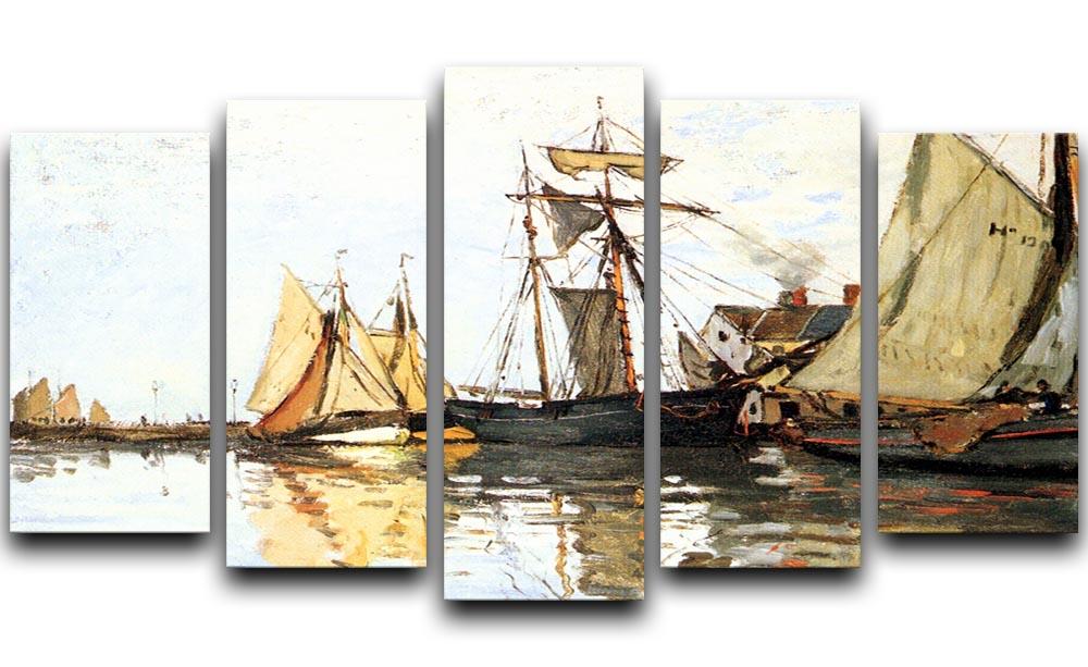 The Honfleur Port by Monet 5 Split Panel Canvas  - Canvas Art Rocks - 1