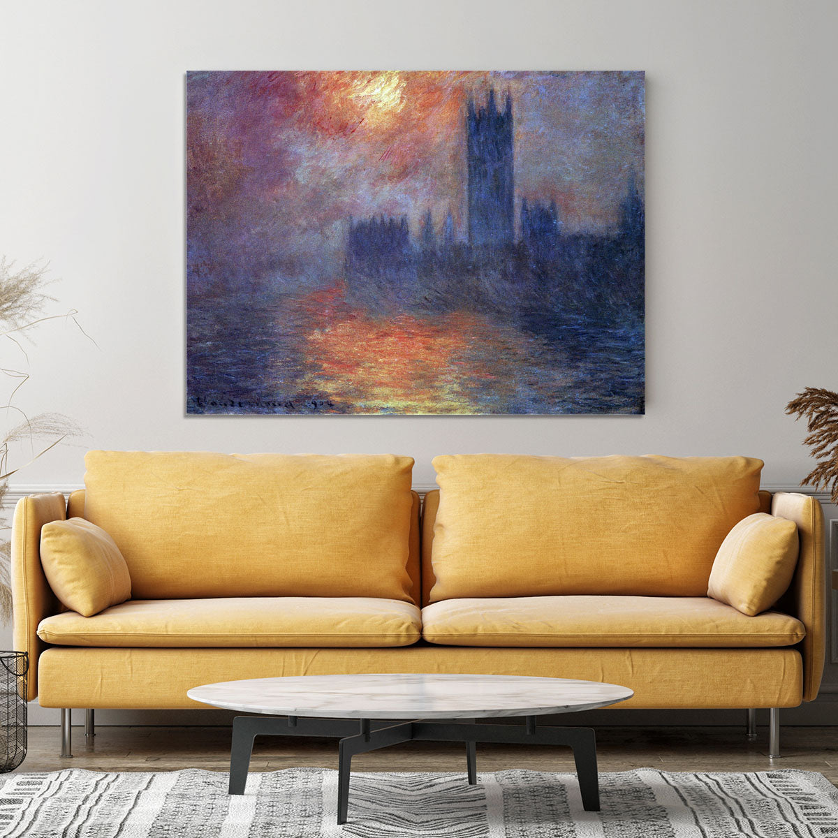The Houses of Parliament Sunset by Monet Canvas Print or Poster - Canvas Art Rocks - 4