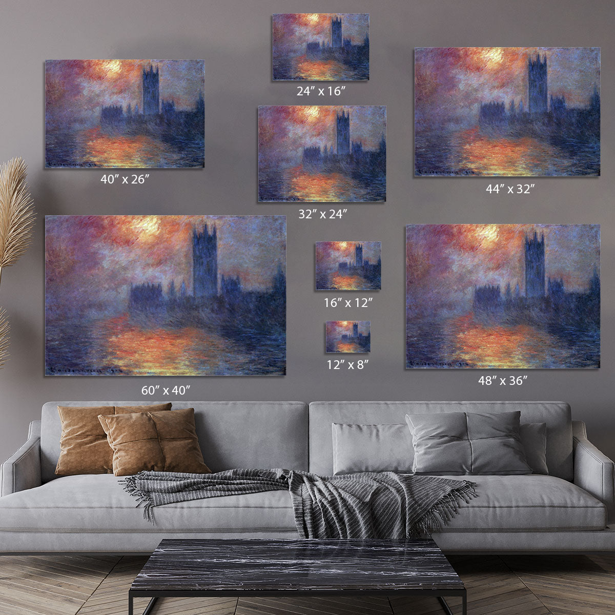 The Houses of Parliament Sunset by Monet Canvas Print or Poster - Canvas Art Rocks - 7