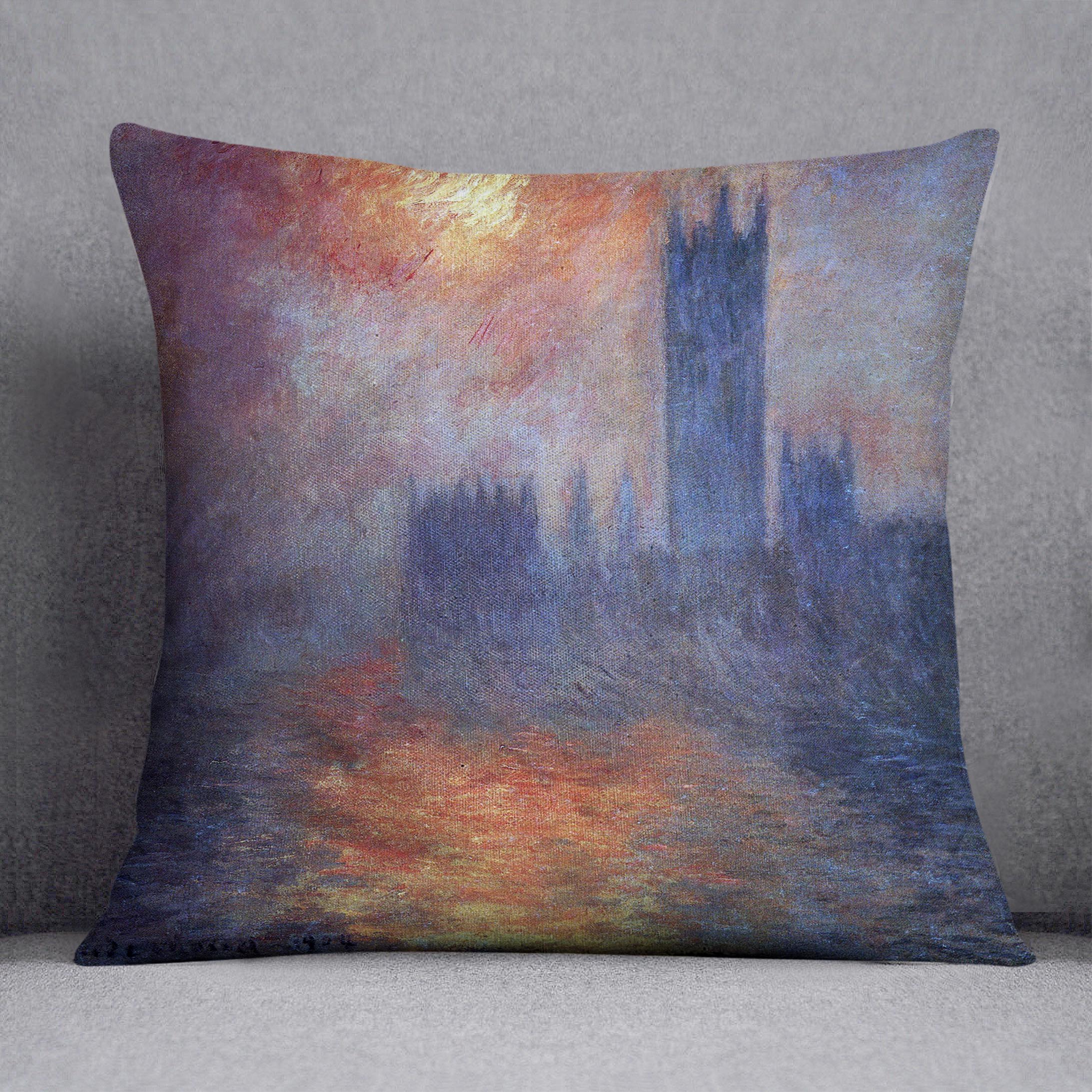 The Houses of Parliament Sunset by Monet Cushion