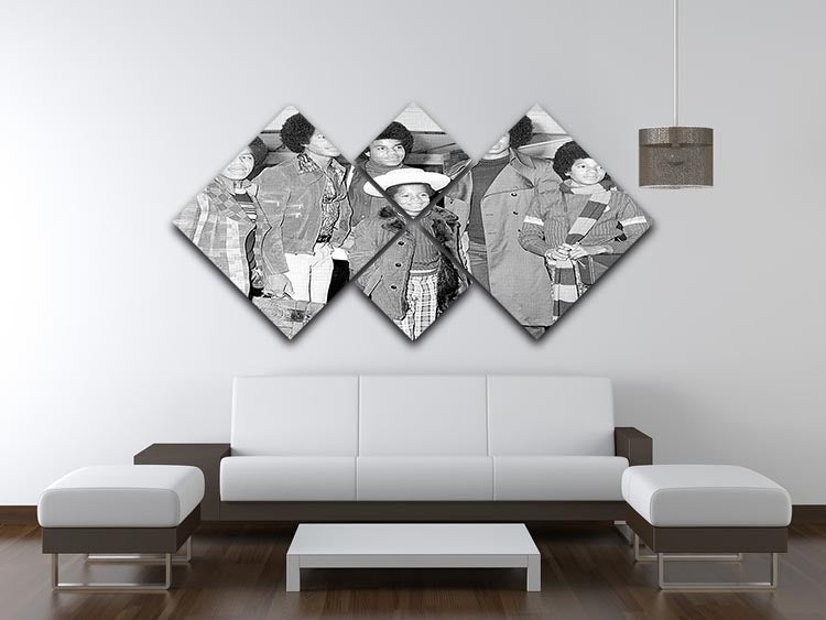 The Jackson Five Marlon Jackie Tito Jermaine Michael and in front 9 year old Randy 4 Square Multi Panel Canvas - Canvas Art Rocks - 3