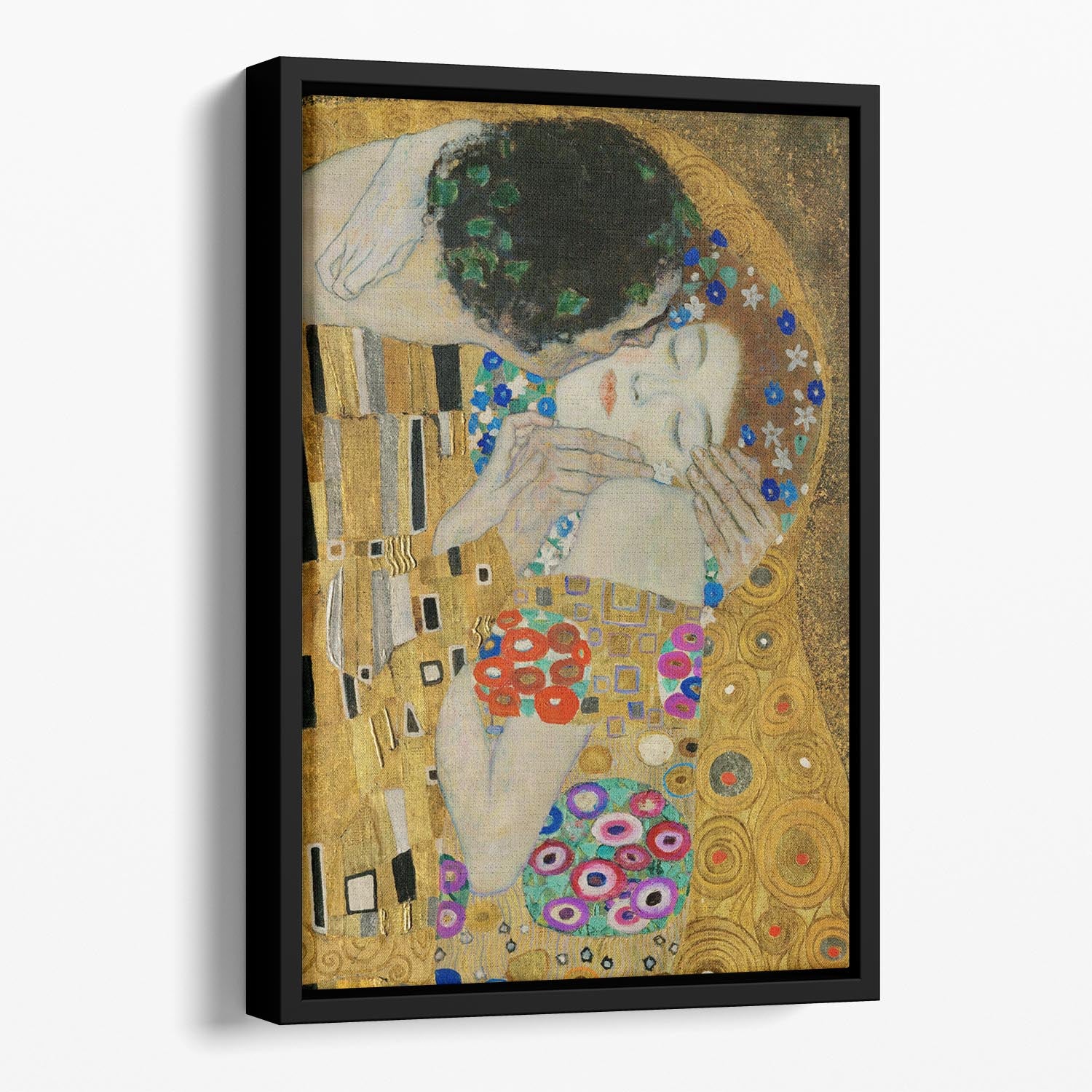 The Kiss detail by Klimt Floating Framed Canvas